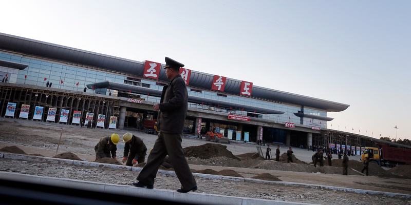 Illustration for article titled 'Look At My Fancy New Airport Terminal,' Says Noted Despot Kim Jong Un